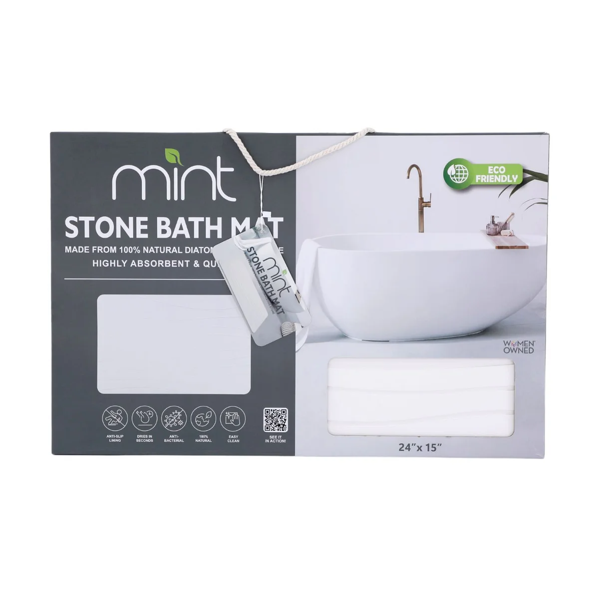 24'' x 15'' Diatomaceous Quick-Drying Stone Bath Mat
