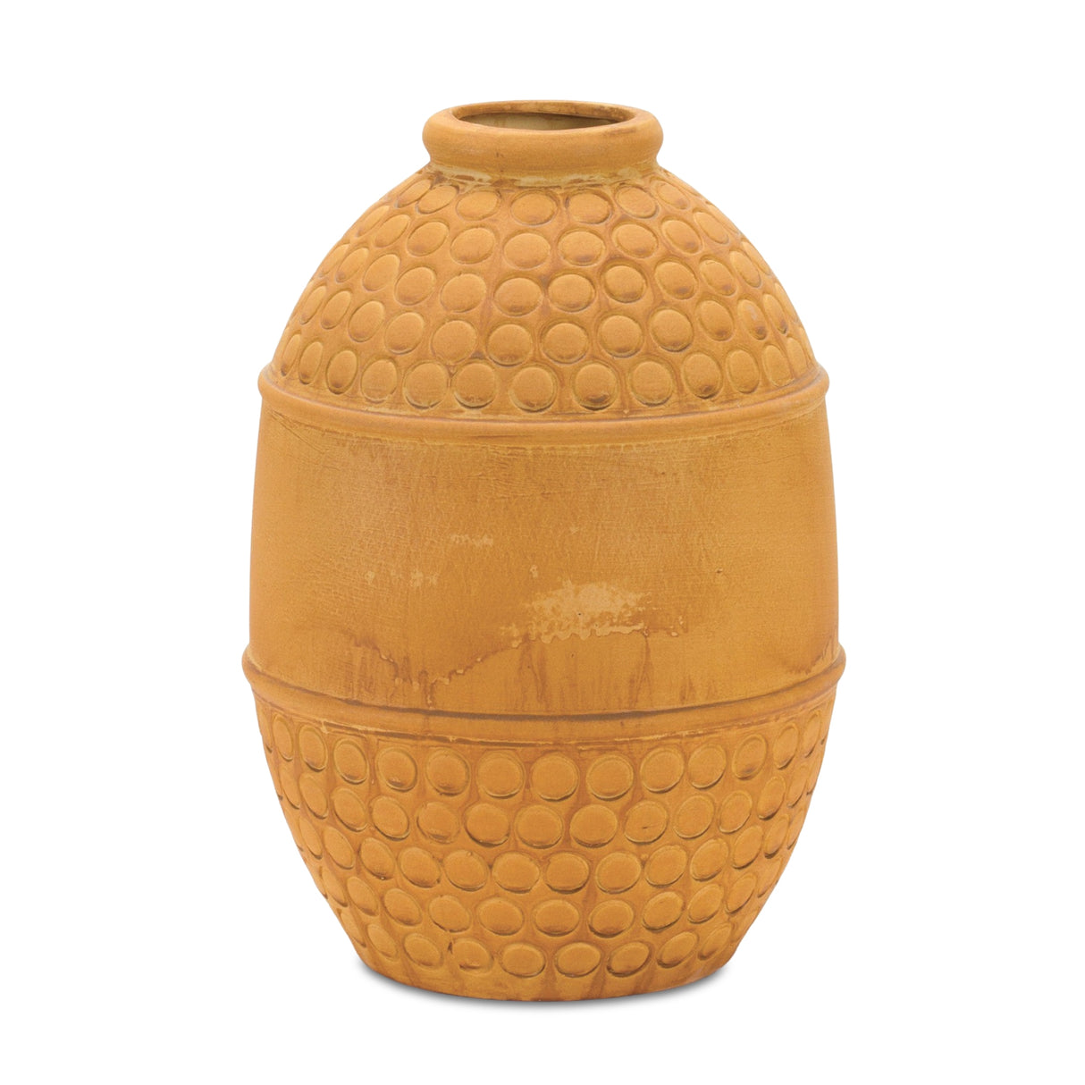Bubbled terra cotta vase 10"h