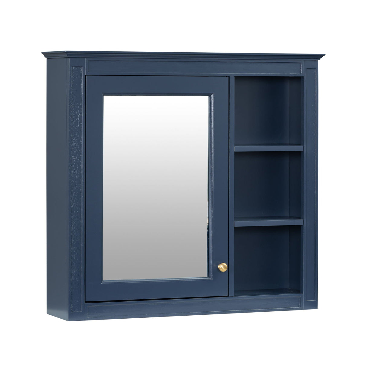 Bathroom Vanity With Top Sink, 2 Doors And 3 Drawers, Freestanding Set With Mirror Cabinet