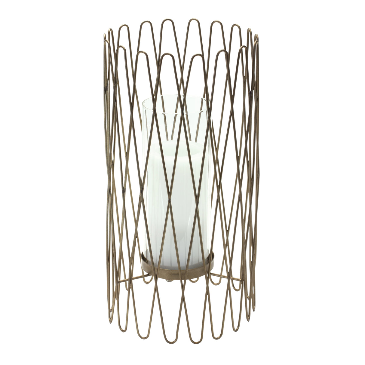 Geometric-iron-candle-holder-with-glass-hurricane-Candle-Holders