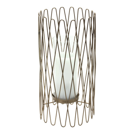 Geometric-iron-candle-holder-with-glass-hurricane-Candle-Holders