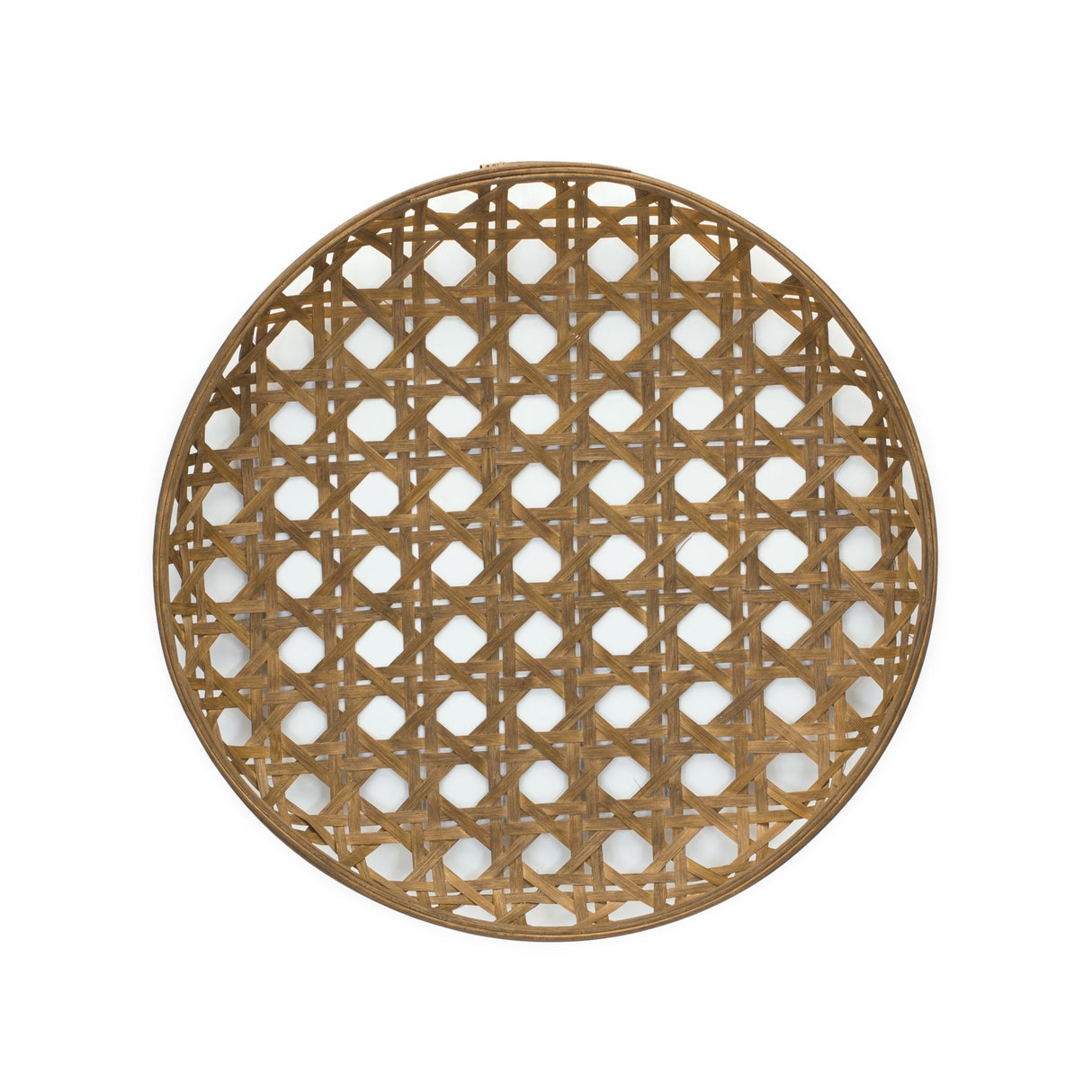 Large Round Bamboo Wooden Tray 22.25"D