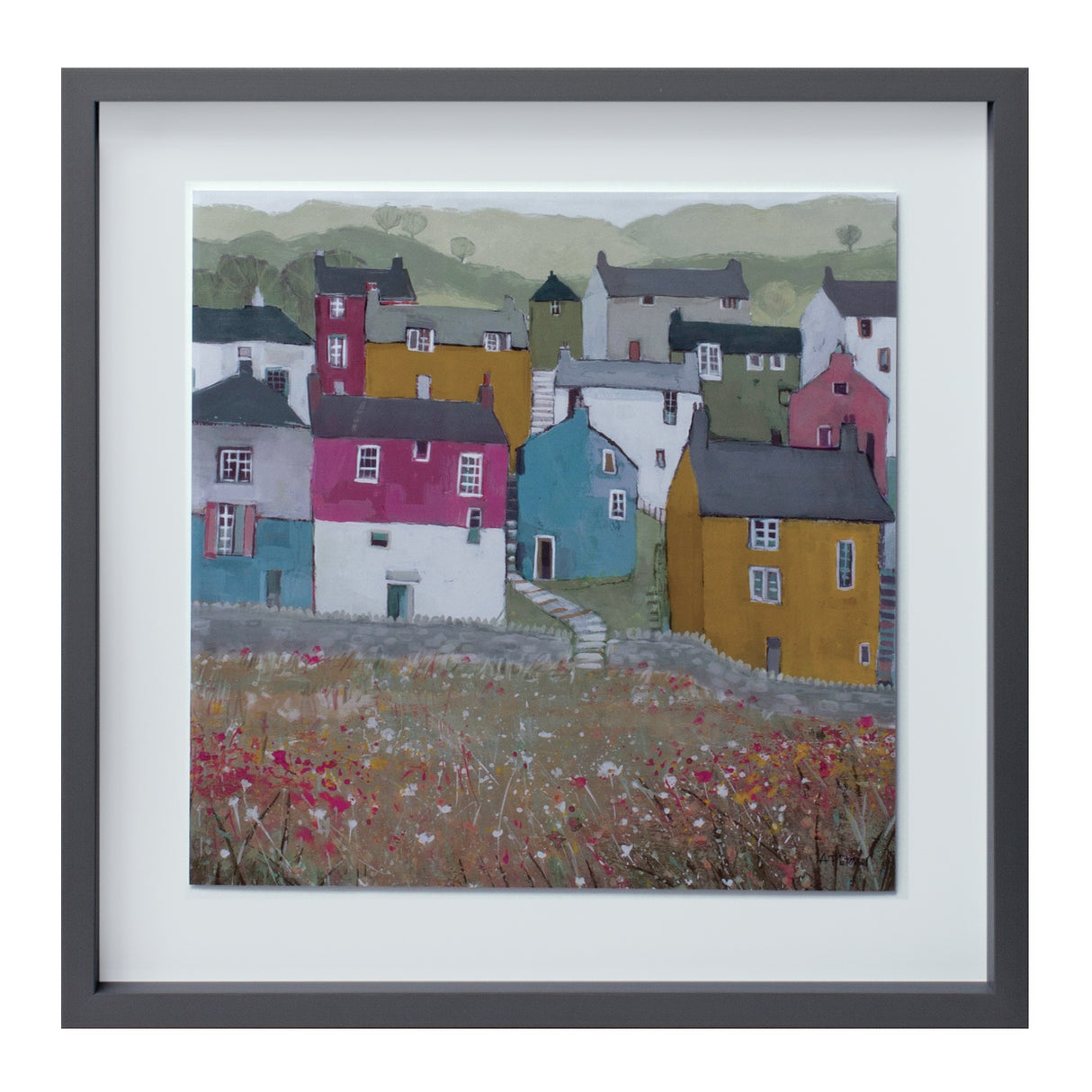 Wood framed house print (set of 2)