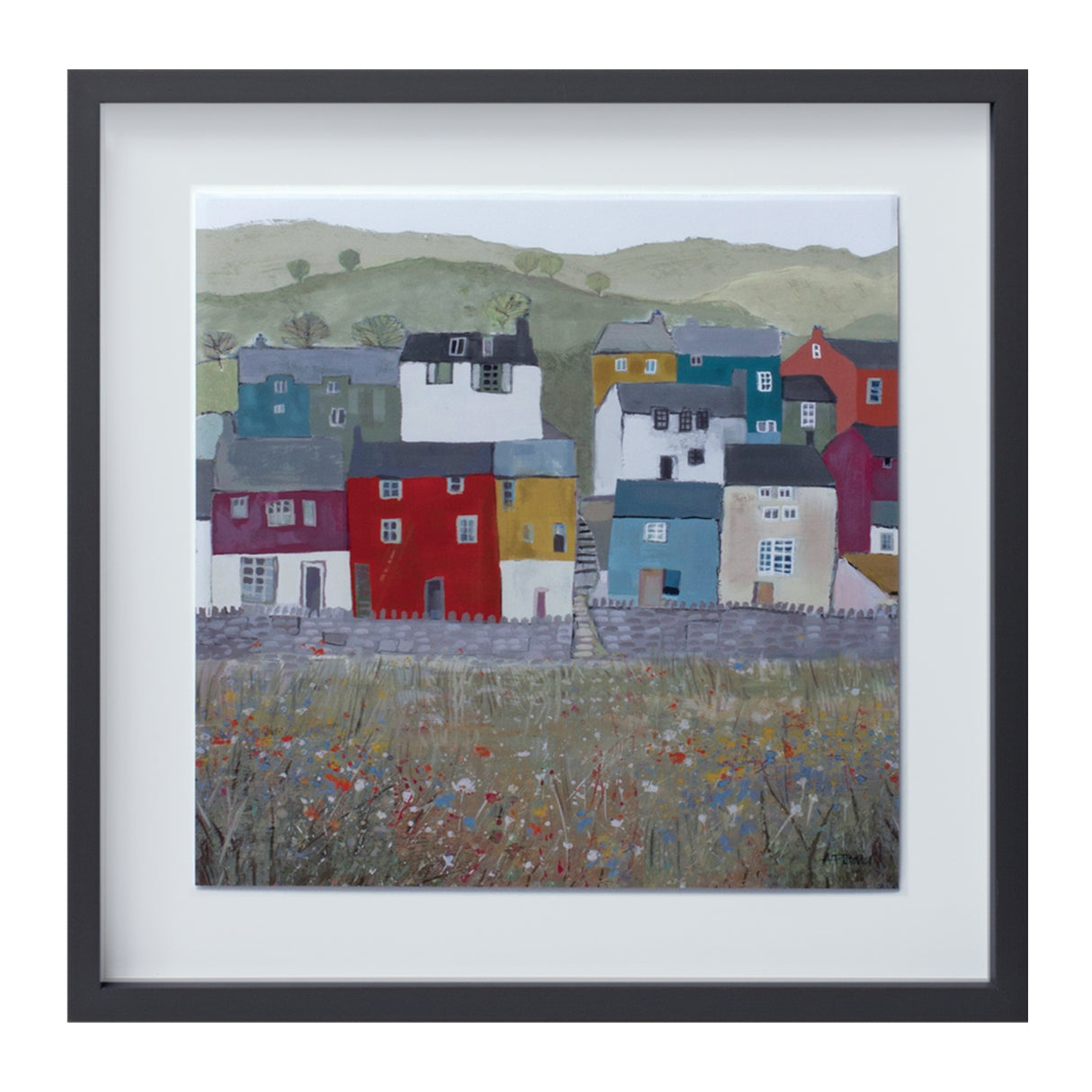 Wood framed house print (set of 2)