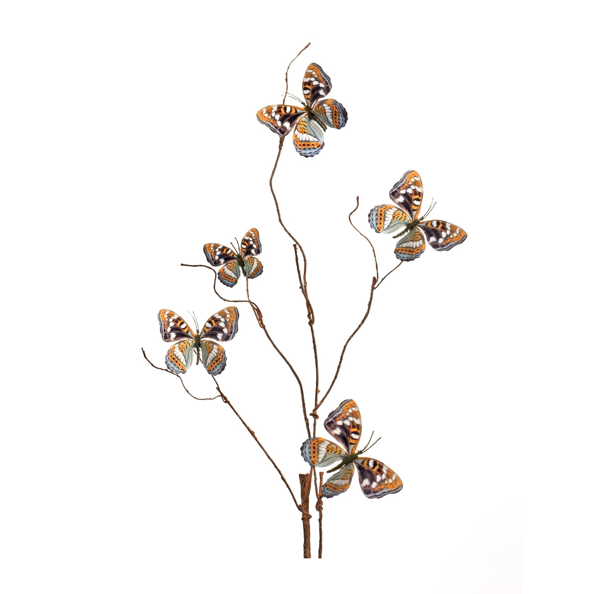 Blue and Orange Wire Butterfly Spray (Set of 6)