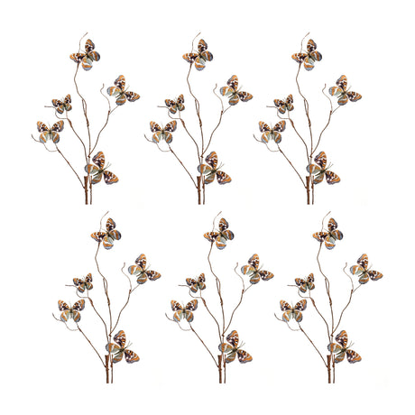 Blue-and-Orange-Wire-Butterfly-Spray-(Set-of-6)-Artificial-Flowering-Plants