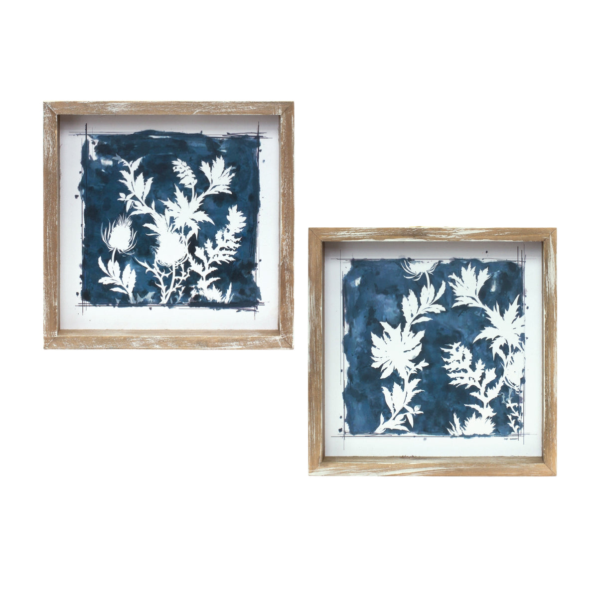 Wood Framed Floral Outline Print (Set of 6)