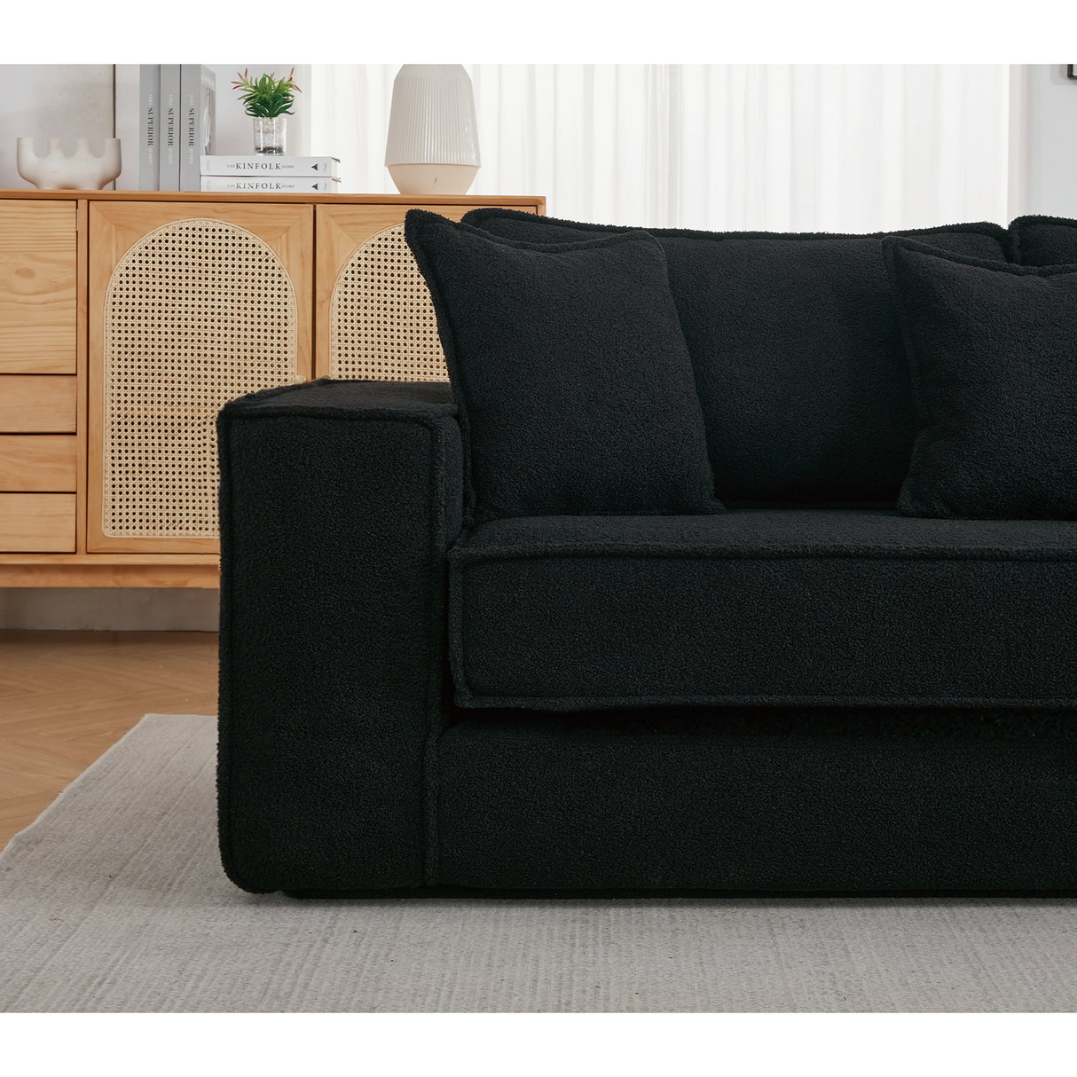 Folding Convertible Out Sleeper Sofa Bed 3-Seat Black
