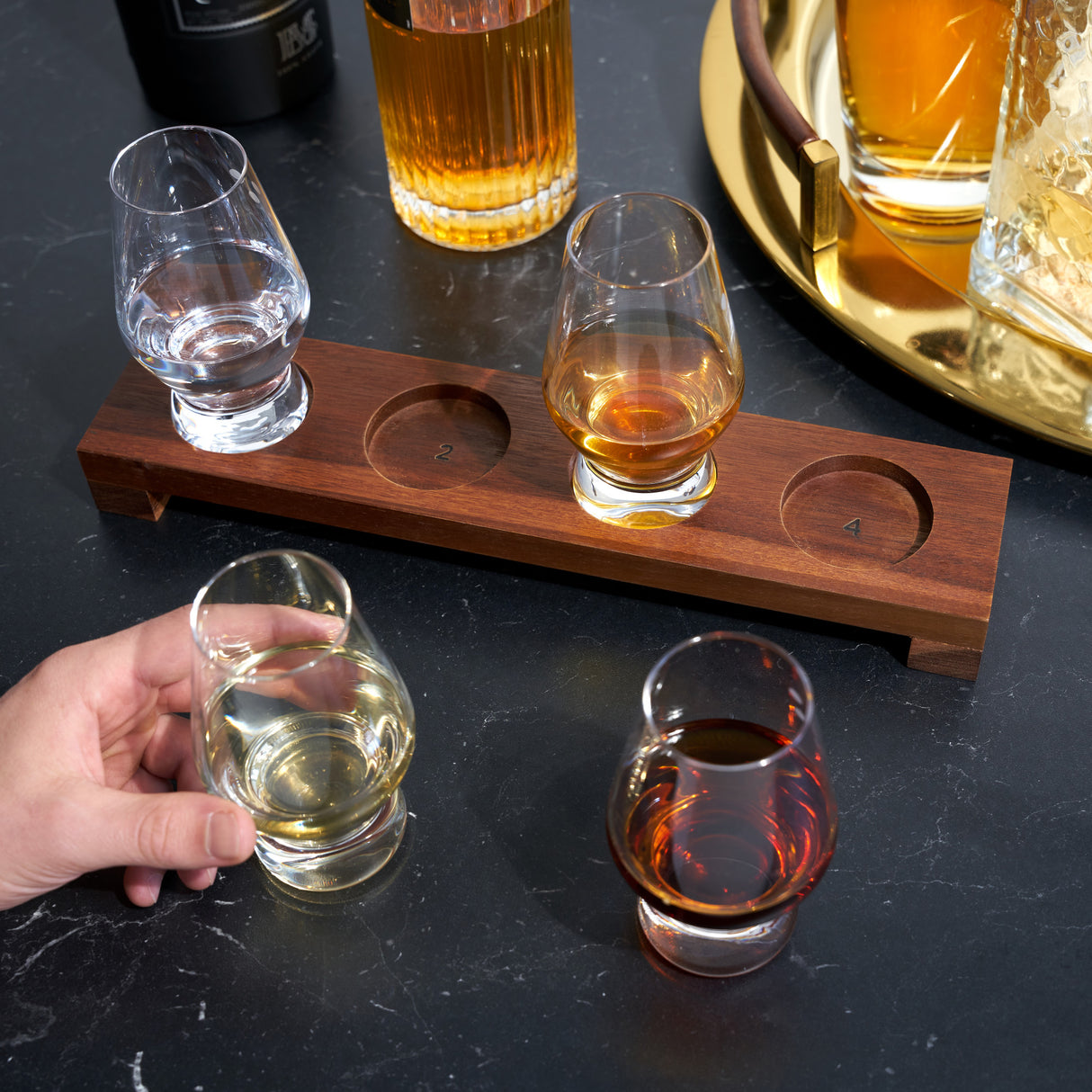 Raye-Crystal-Spirits-Tasting-Glass-Flight-Viski®-Cocktail-Glasses