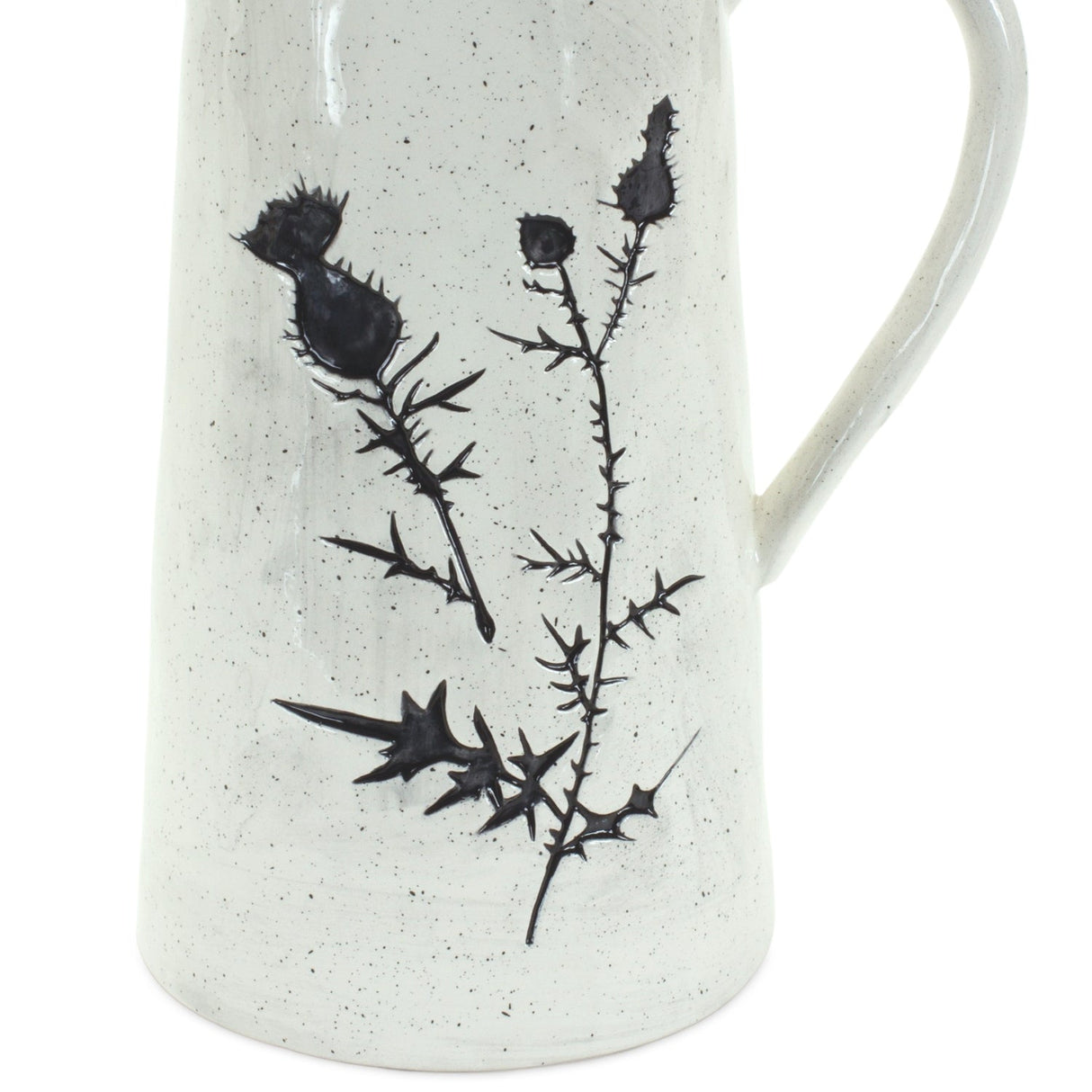 Rustic Thistle Etched Pitcher Vase with Speckled Finish (Set of 2)
