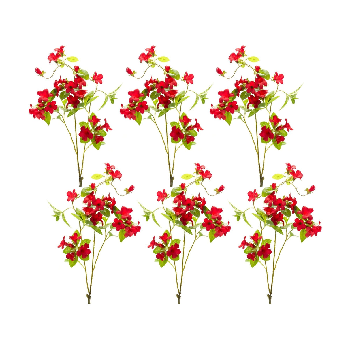 Red floral and bud spray (set of 6)