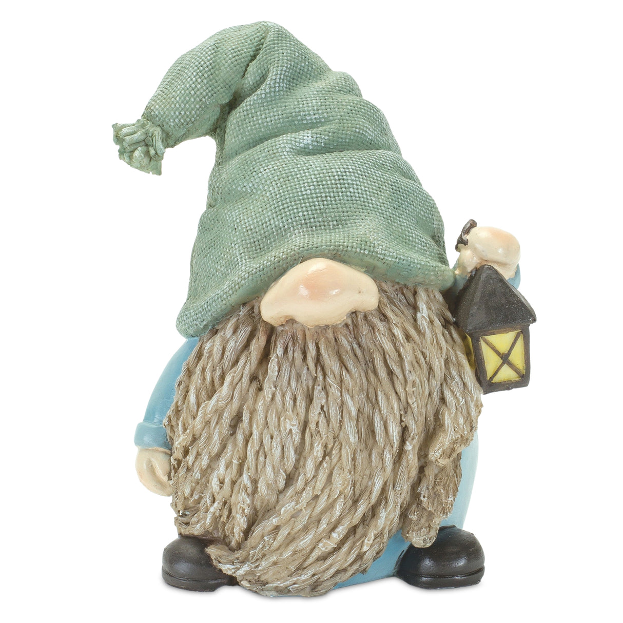 Stone Garden Gnome Figurine with Bird and Lantern Accent (Set of 4)