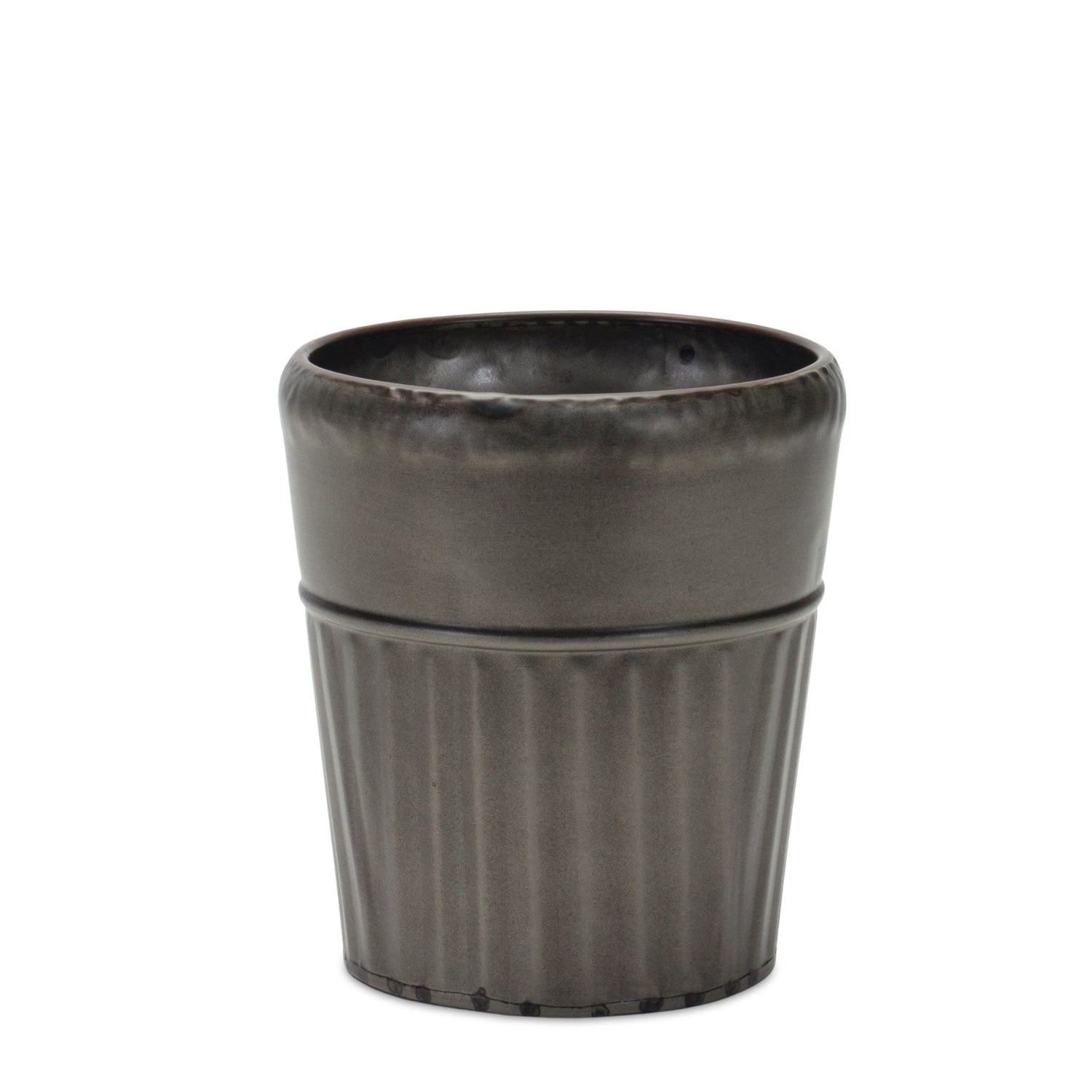 Pewter Metal Planter with Tapered Design (Set of 3)