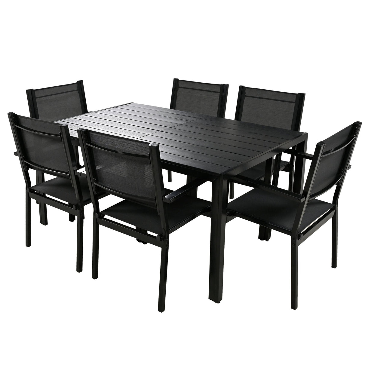 6-Person Modern Steel Outdoor Dining Set