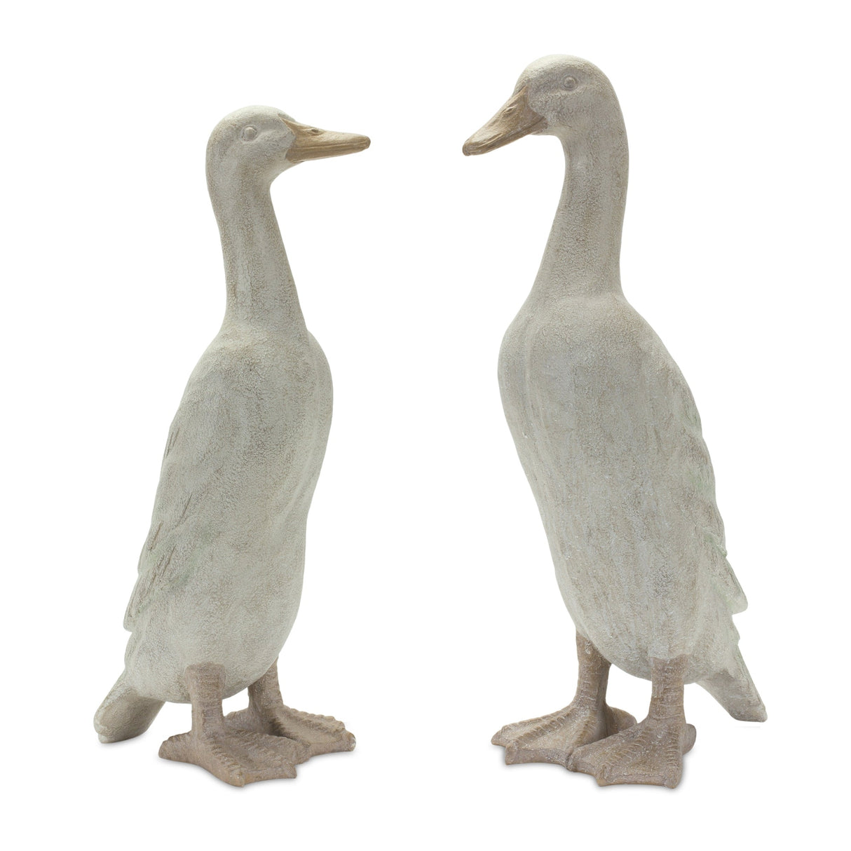 Distressed-Stone-Standing-Duck-Garden-Statue-(Set-of-2)-Sculptures-&-Statues