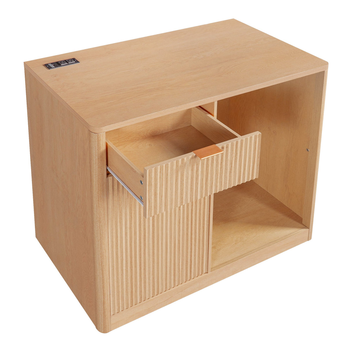 K&K 2-Piece Coffee Bar Cabinet with Fridge Space