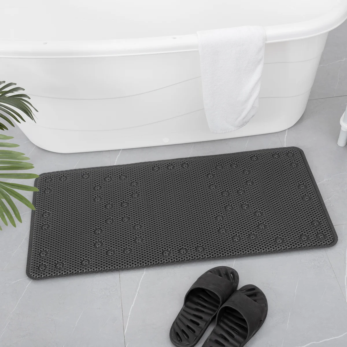 36 in. x 17 in. Non-Skid Double Foam Bath Mat with 58 Suction Cups