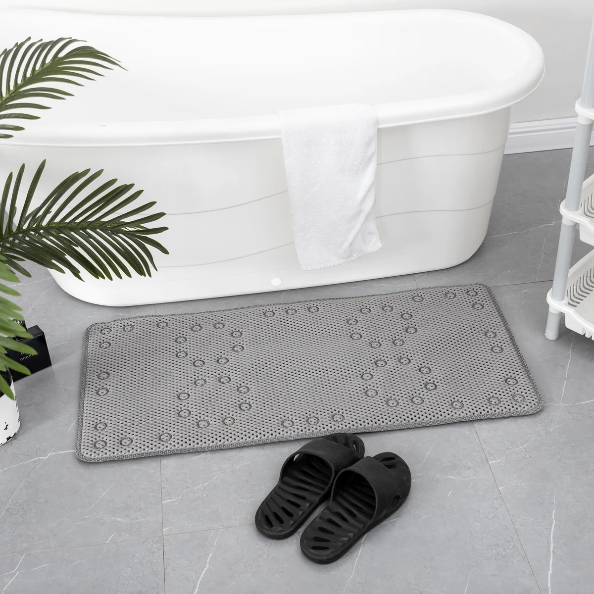 36 in. x 17 in. Non-Skid Double Foam Bath Mat with 58 Suction Cups