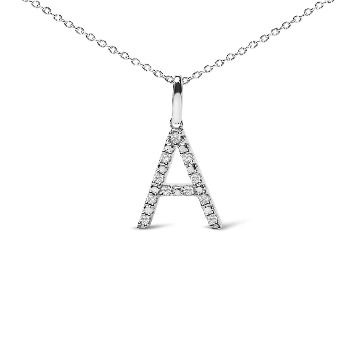 Sterling Silver Diamond Accent "A-Z" Initial Pendant Necklace