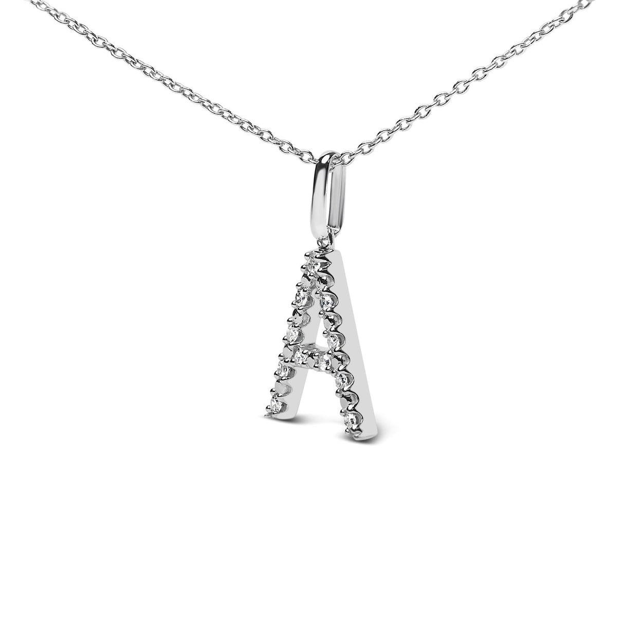 Sterling Silver Diamond Accent "A-Z" Initial Pendant Necklace