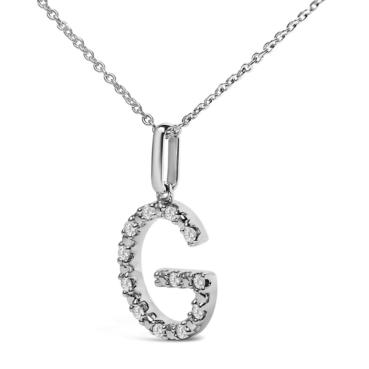 Sterling Silver Diamond Accent "A-Z" Initial Pendant Necklace