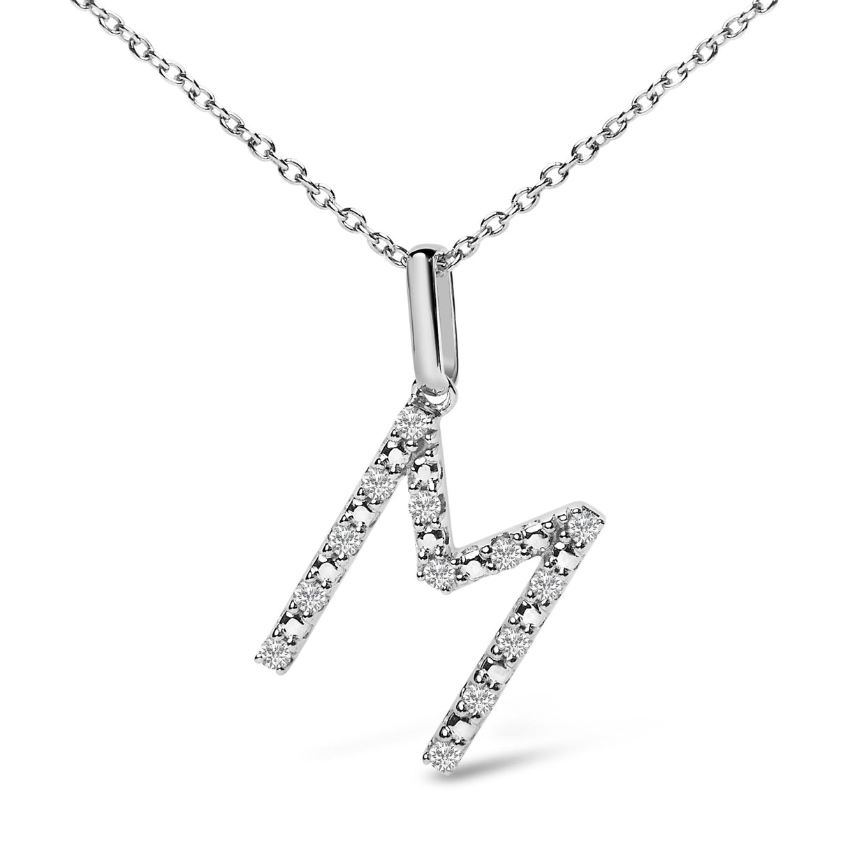 Sterling Silver Diamond Accent "A-Z" Initial Pendant Necklace