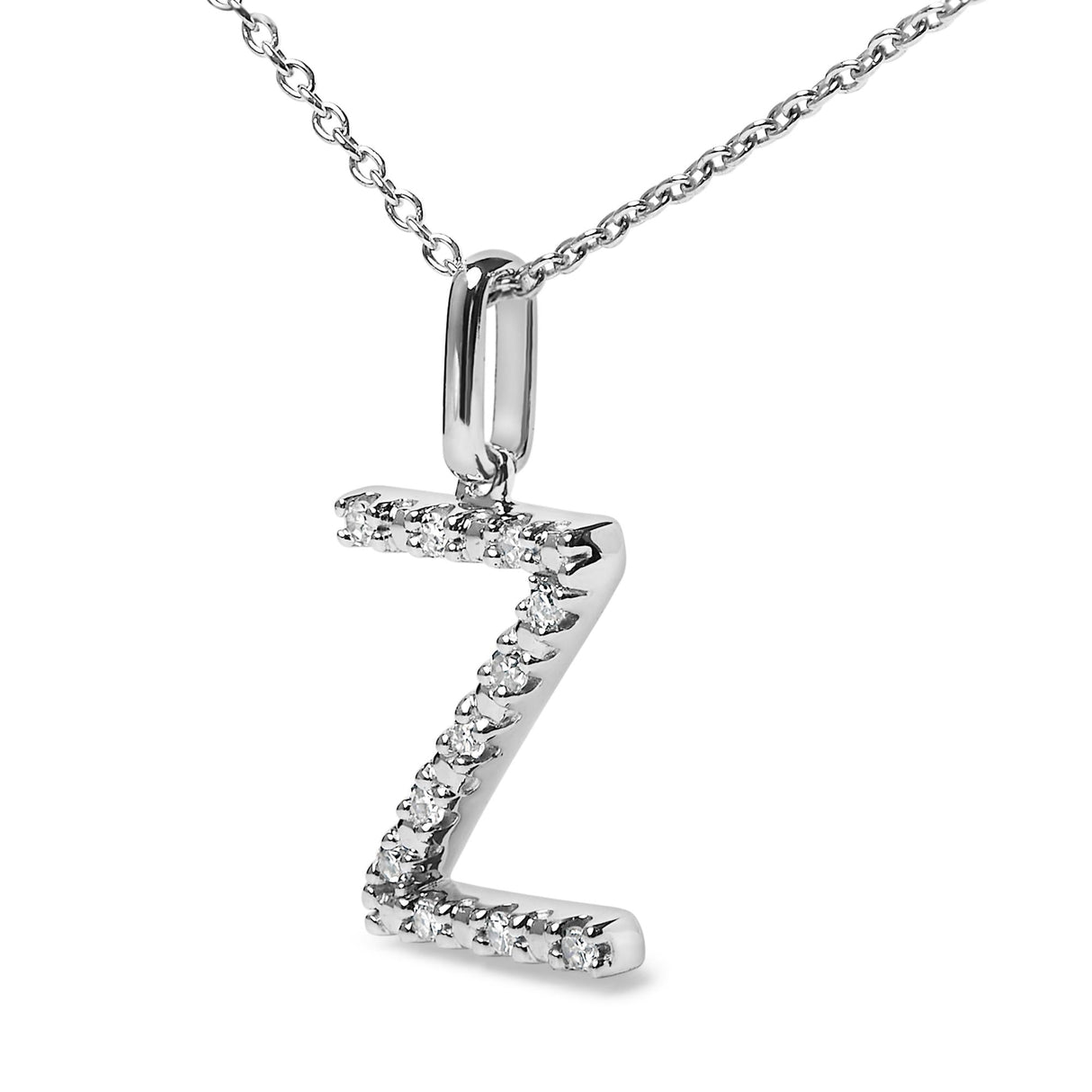 Sterling Silver Diamond Accent "A-Z" Initial Pendant Necklace