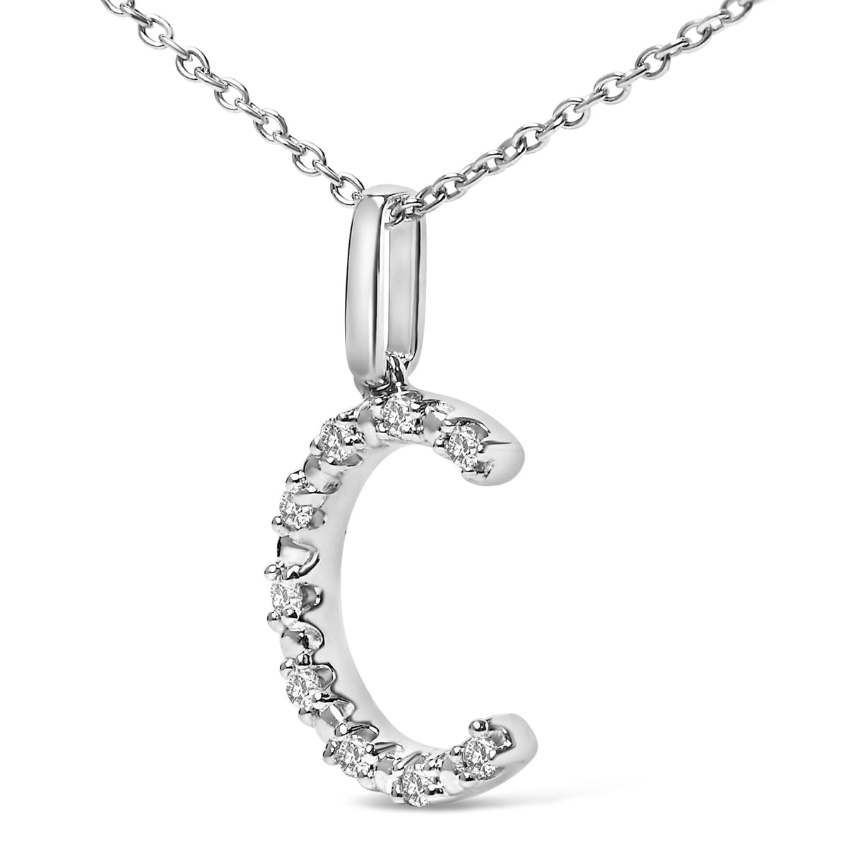 Sterling Silver Diamond Accent "A-Z" Initial Pendant Necklace