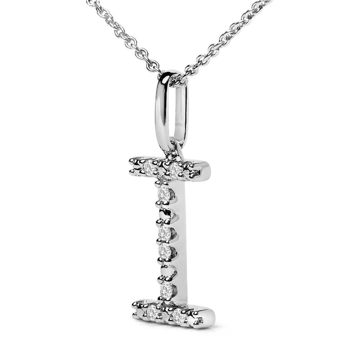 Sterling Silver Diamond Accent "A-Z" Initial Pendant Necklace