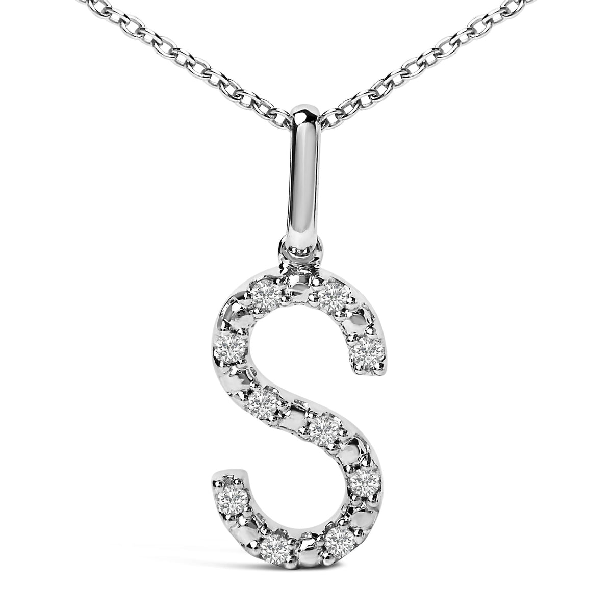 Sterling Silver Diamond Accent "A-Z" Initial Pendant Necklace