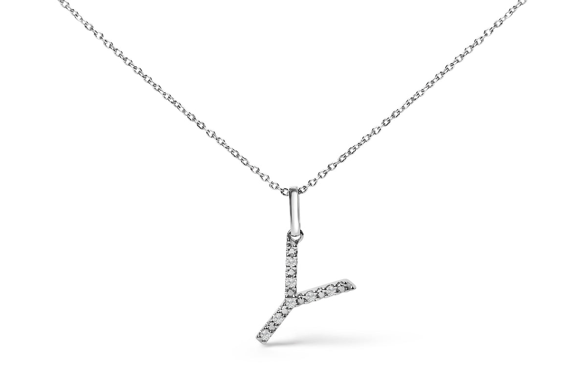 Sterling Silver Diamond Accent "A-Z" Initial Pendant Necklace