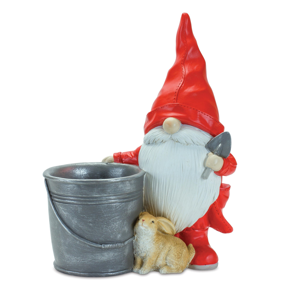 Raincoat Garden Gnome Statue with Bucket Planter (Set of 2)