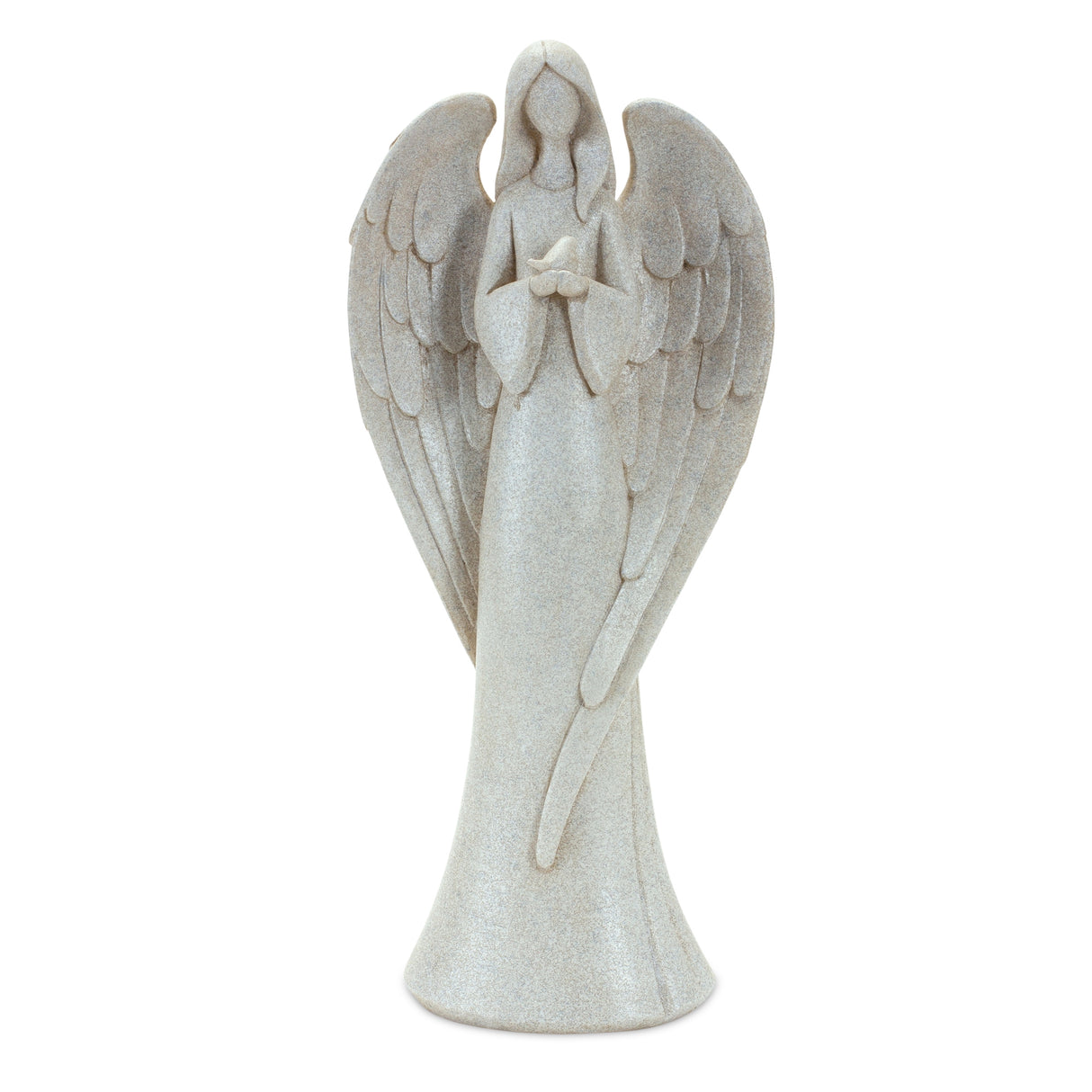 Serene angel figurine with bird accent (set of 2)