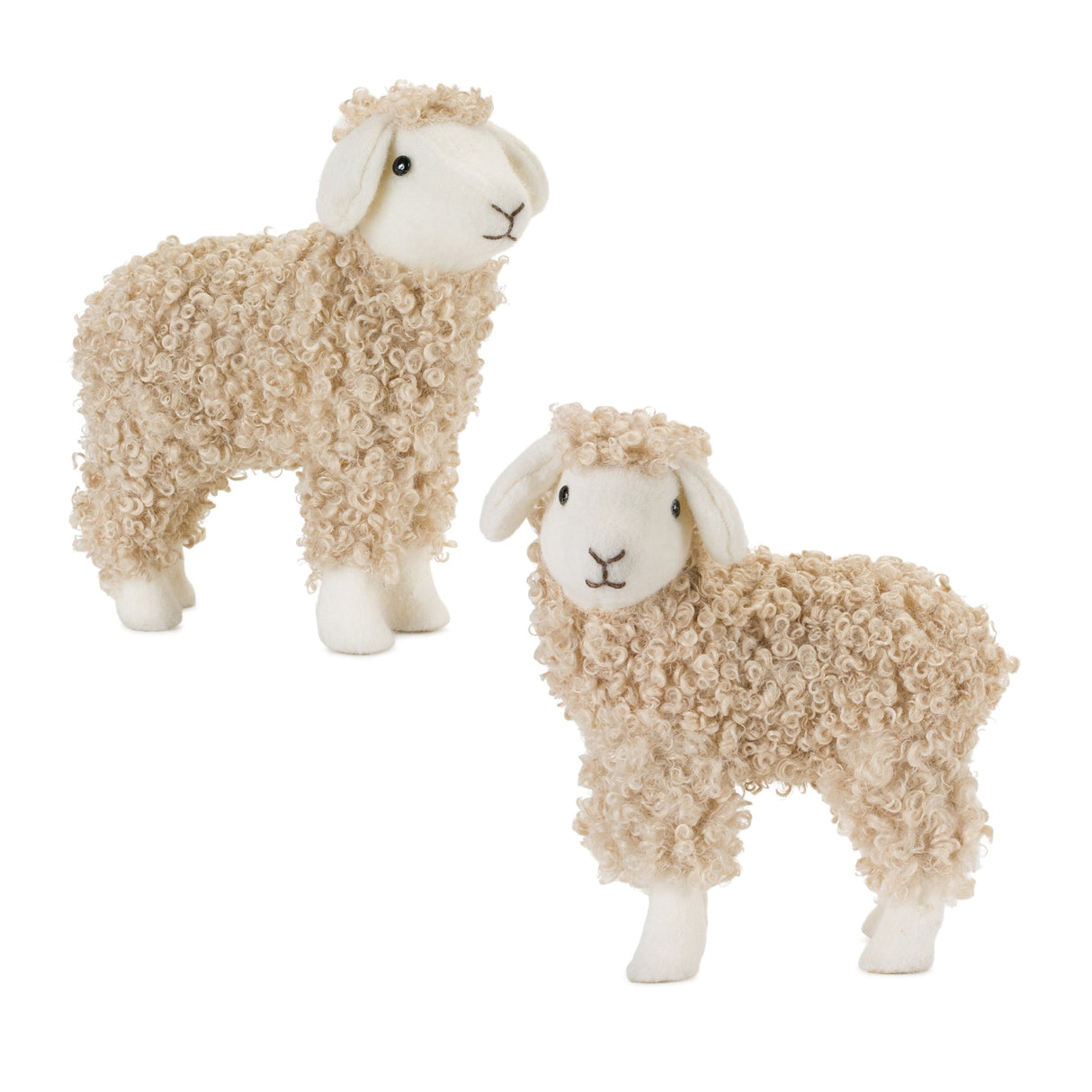 Standing-Plush-Sheep-Decor-with-Curly-Hair-(Set-of-2)-Decorative-Objects