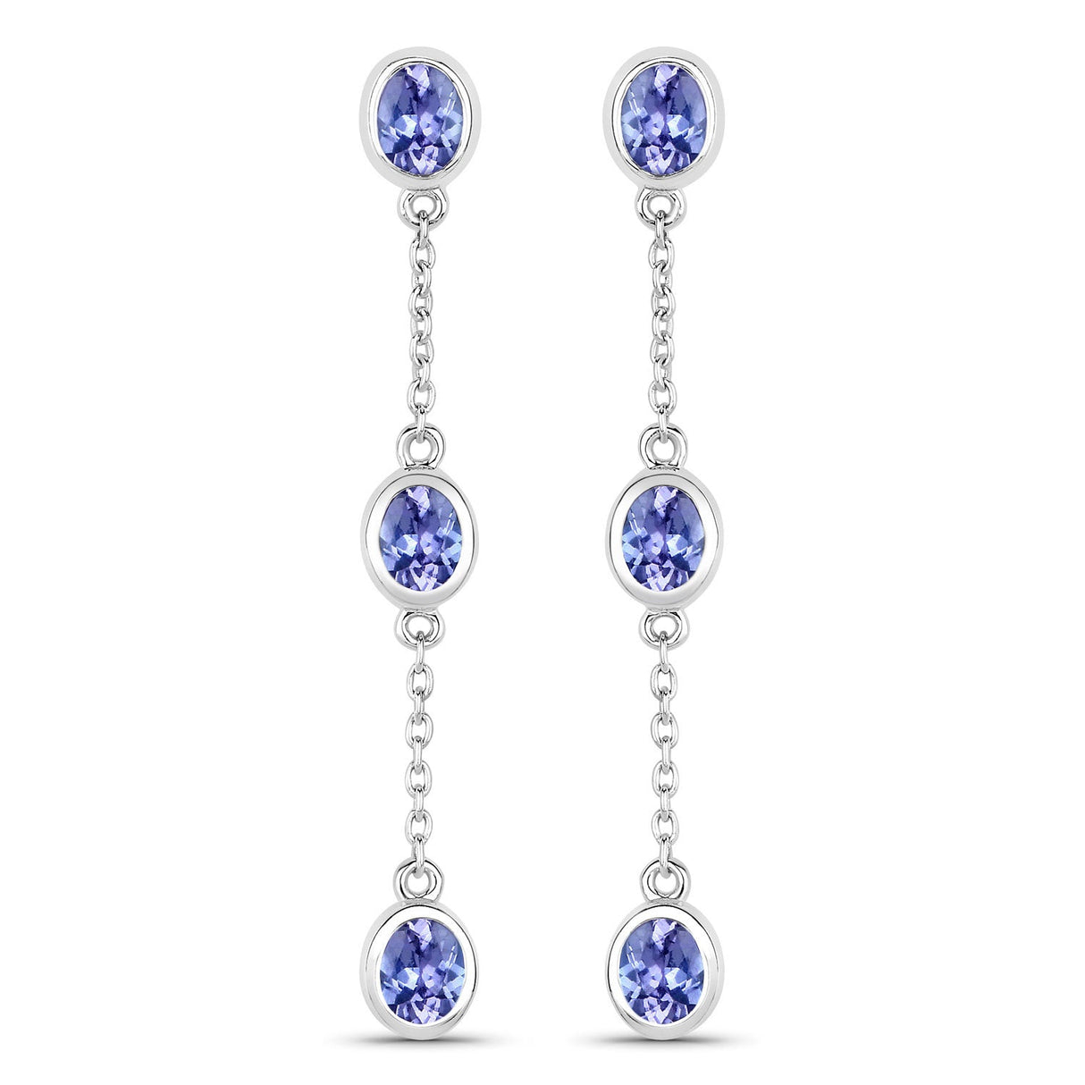 1.98 Carat Genuine Tanzanite .925 Sterling Silver Earrings