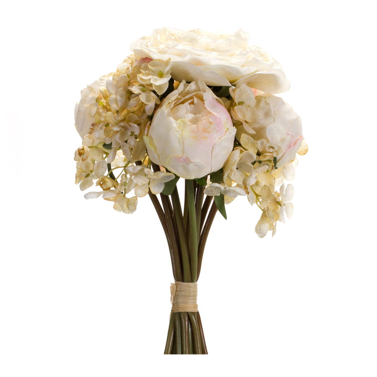 Ivory White Peony and Hydrangea Flower Bouquet (Set of 6)