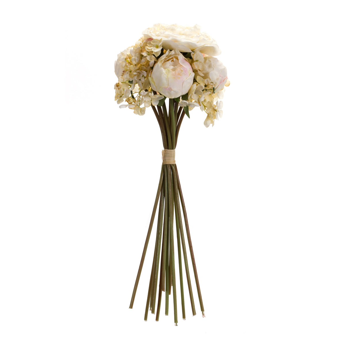 Ivory White Peony and Hydrangea Flower Bouquet (Set of 6)