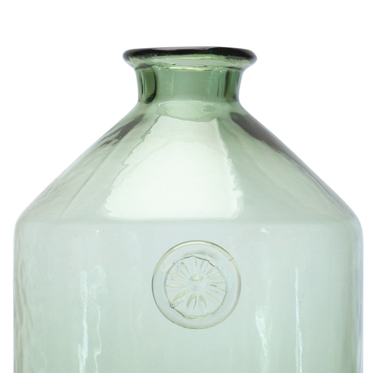 Sage Glass Bottle Neck Vase 9"H