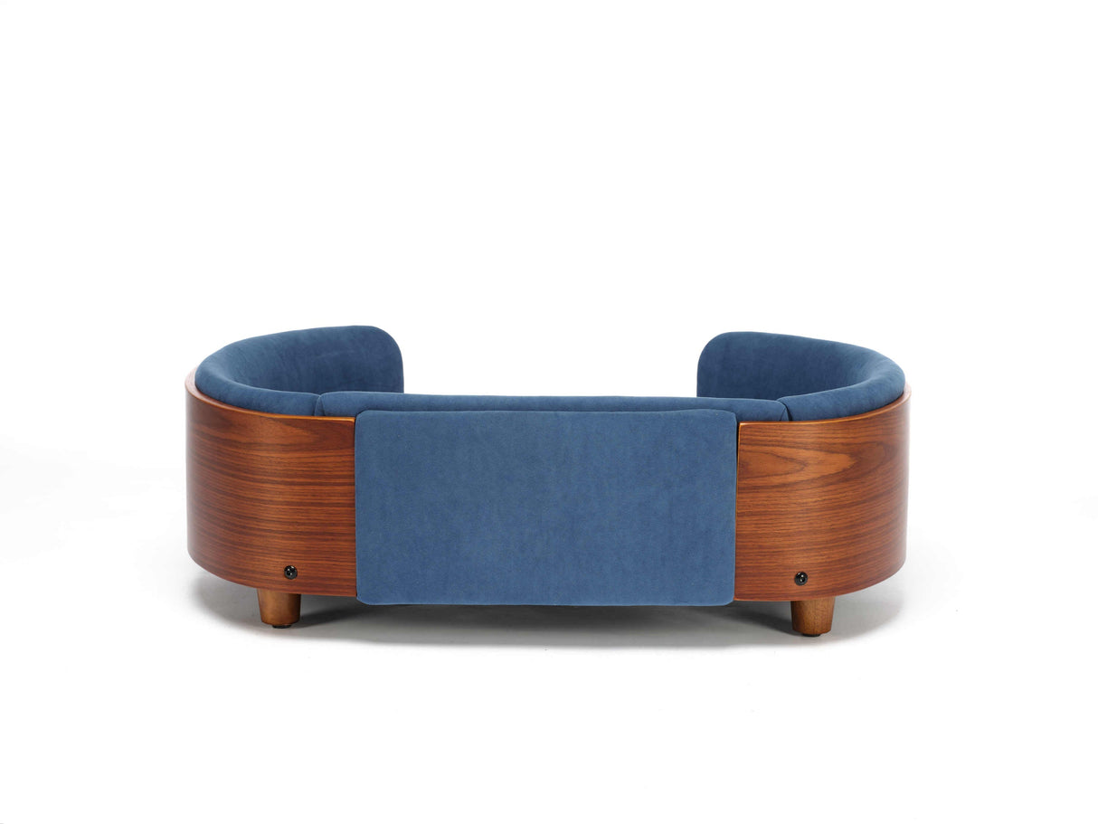 Scandinavian Style Elevated Dog Bed Mid Size Dark Blue Velvet