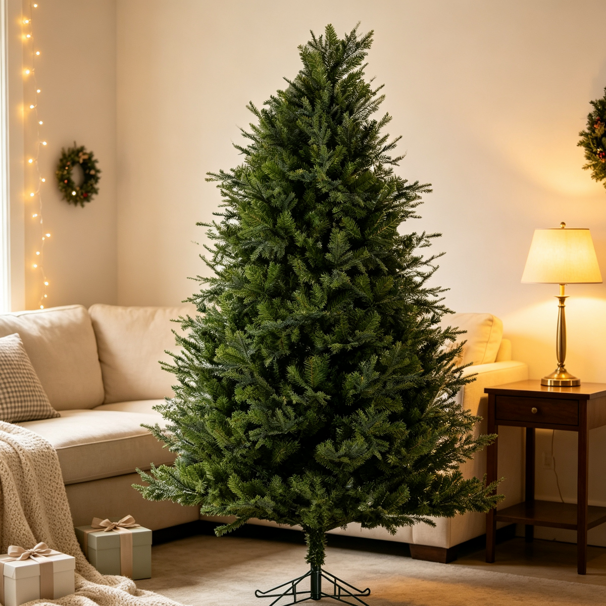 7 Ft Realistic PE/PVC Hybrid Christmas Tree with Fresh Pine Scent