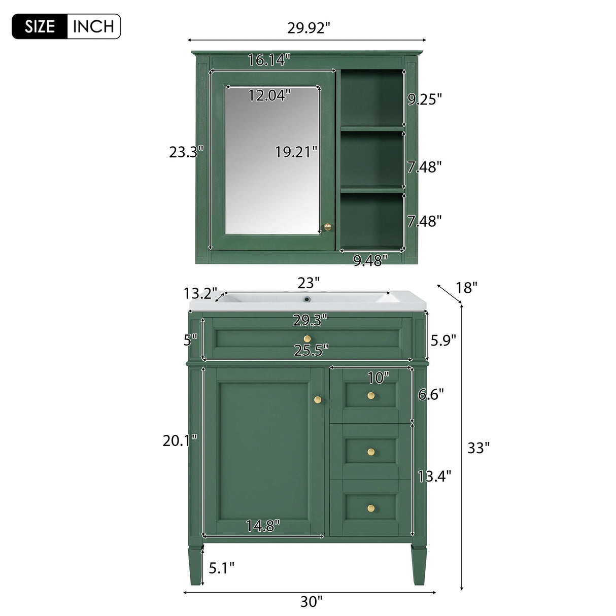 Bathroom Vanity With Top Sink, Storage Cabinet, And Mirror Cabinet
