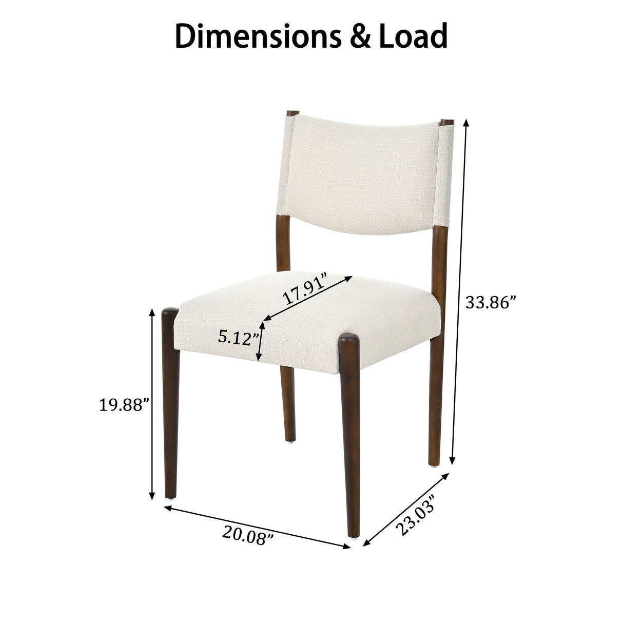 Modern Dining Chair with Thick Seat Cushion and Solid Wood Legs, Set of 2