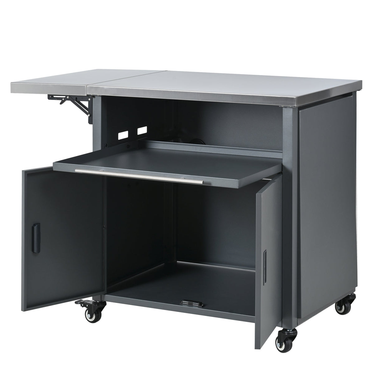 Foldable Outdoor Prep Station BBQ Cart Patio Dining Cart
