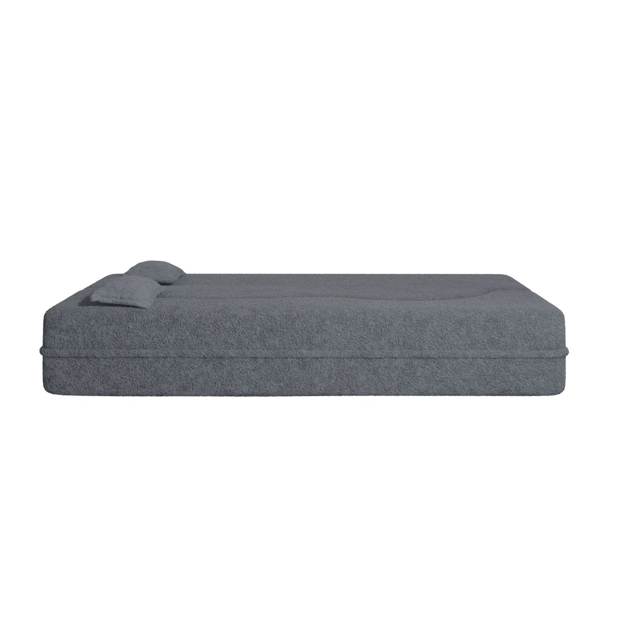 Modern Floor Sofa, With 2 Pillows, Convertible Teddy Fabric Foam Filled Bed