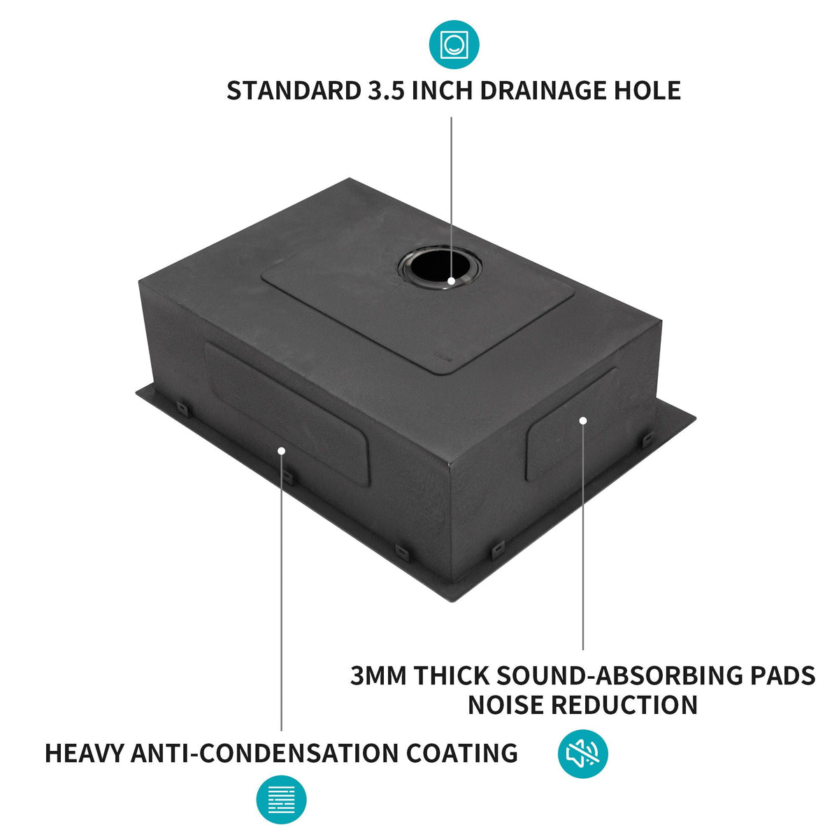 Drop In Kitchen Sink with Nano Technique Gunmetal Finish - Black