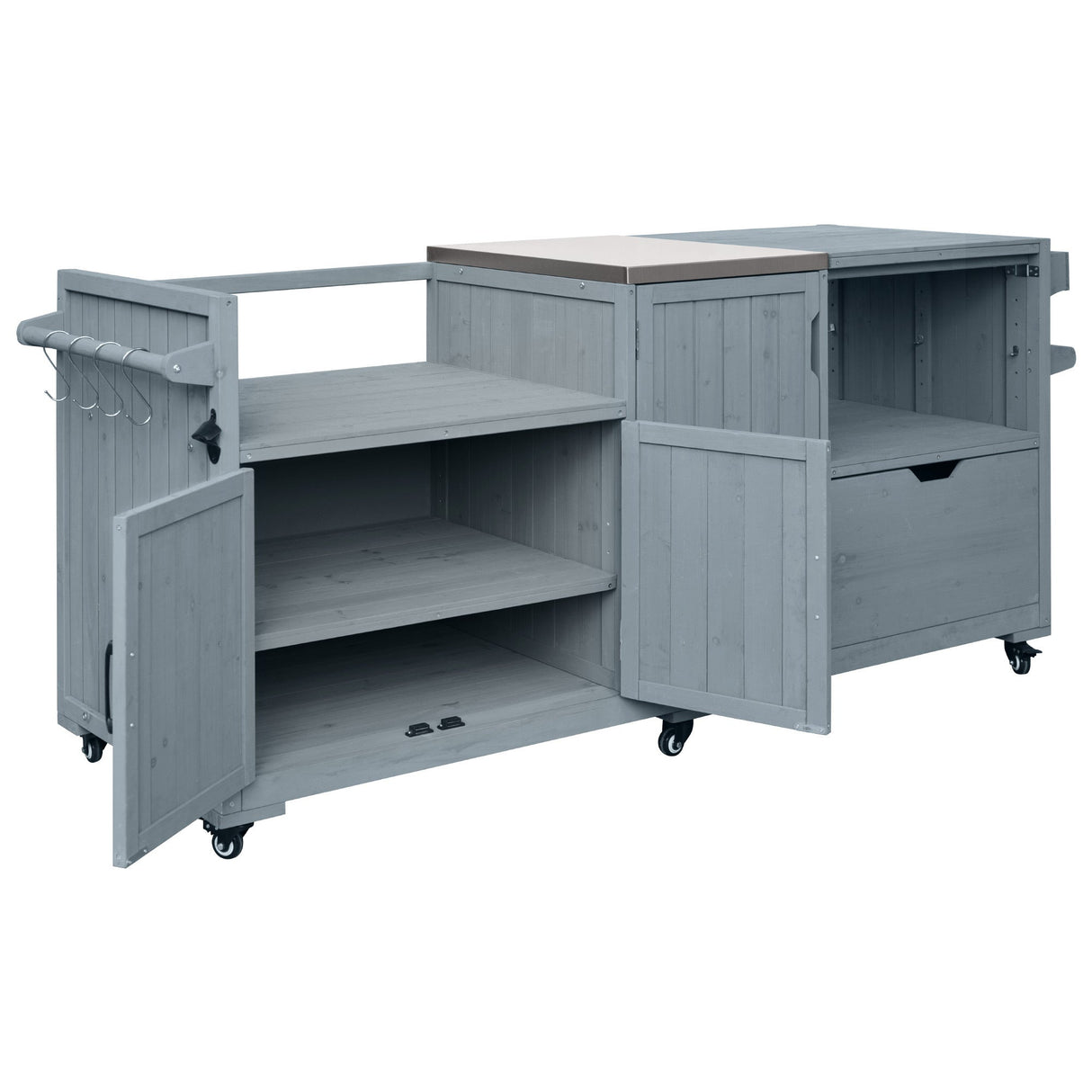 K&K 80.5' Outdoor Kitchen Island for Big Green Egg & Blackstone Griddle