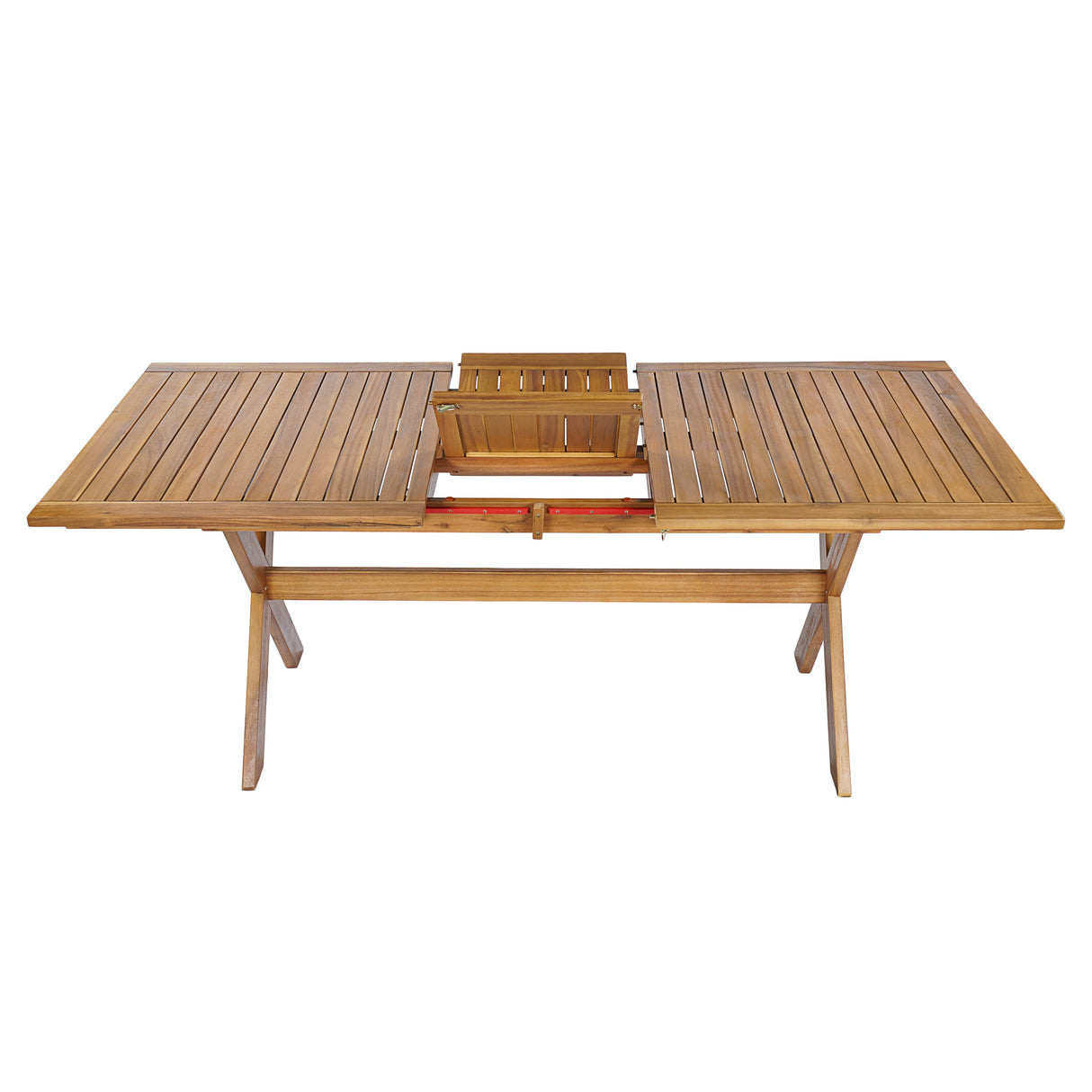60-76" Acacia Wood Outdoor Dining Table, Telescopic, Teak Finish