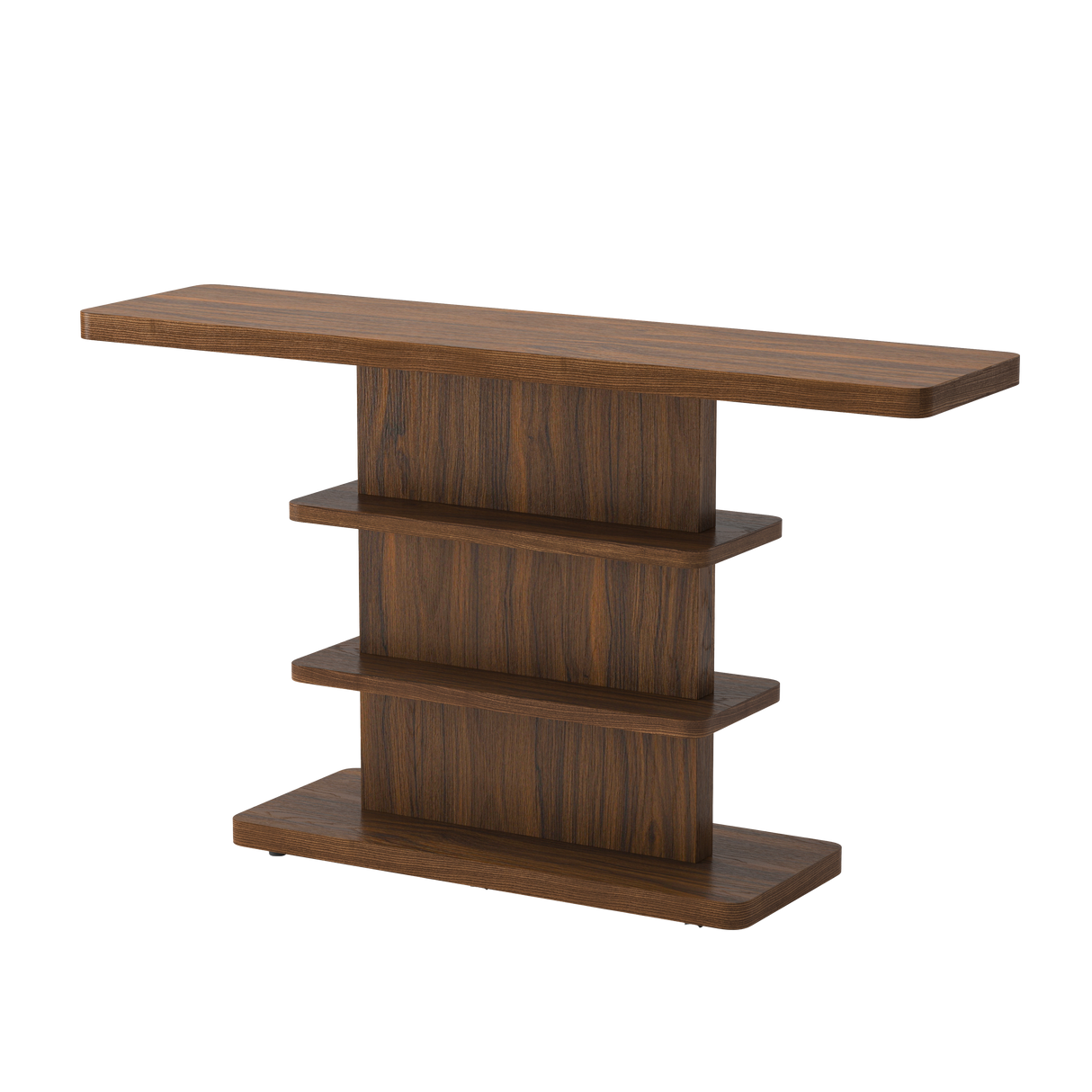 63" Vintage Narrow Console Table with 2 Tier Open Storage Shelves