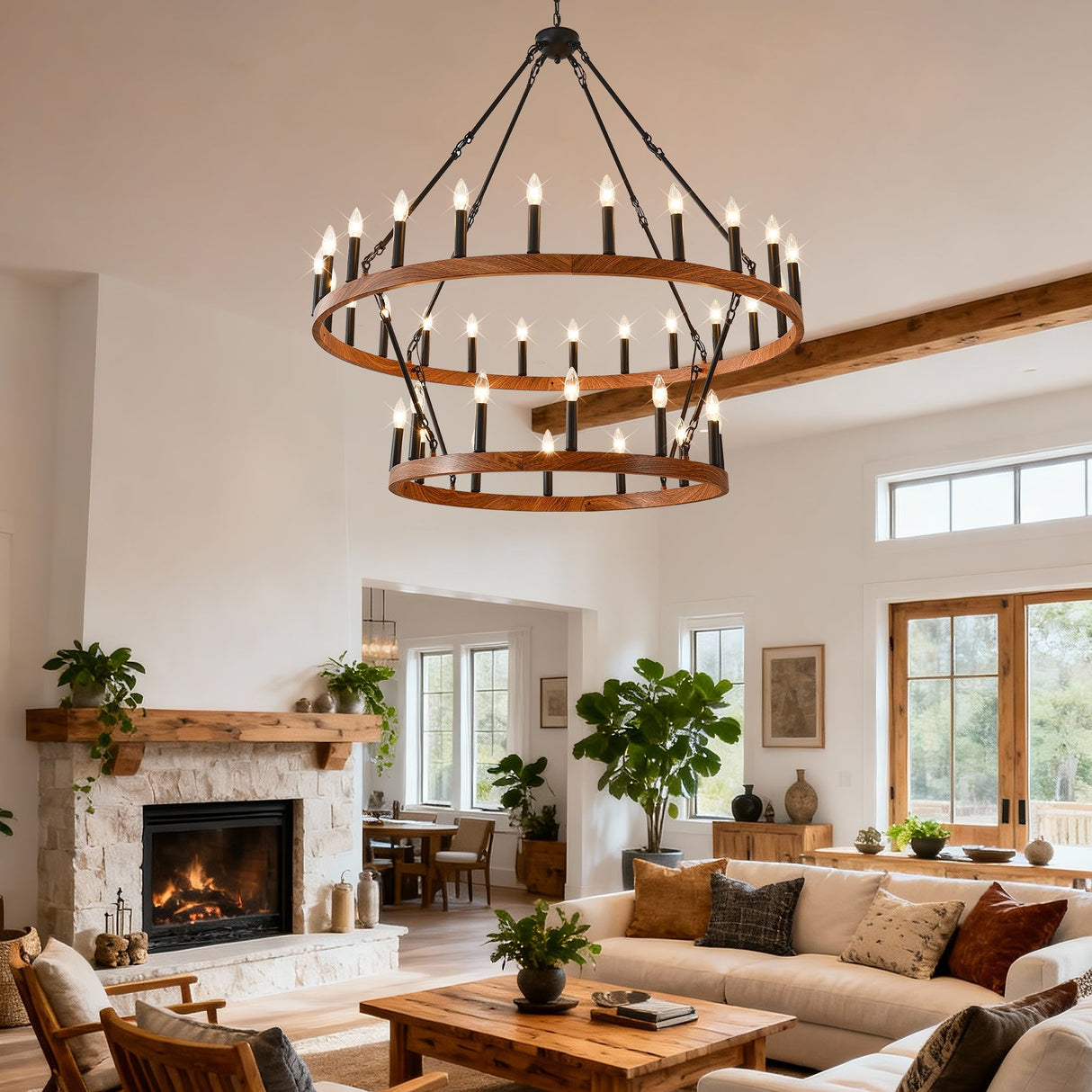 47.24 Inch Large Wagon Wheel Chandelier