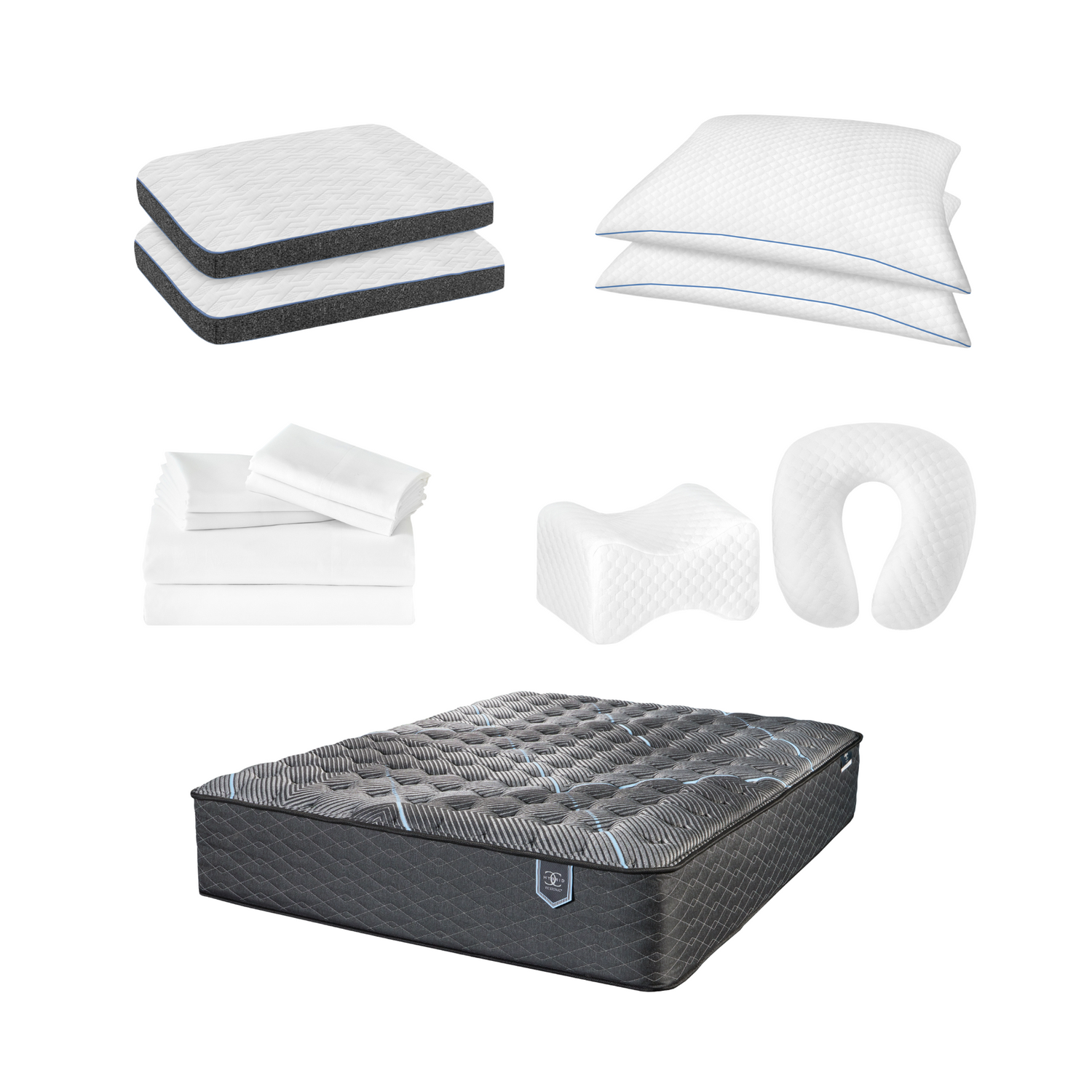 Restonic ComfortCare Hybrid Firm Mattress & 12-Piece Premium Comfort Bedding Pack, Queen Size